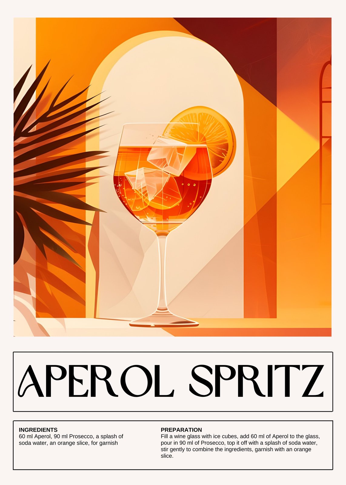 Vibrant Aperol Spritz Drink Art Wall Art