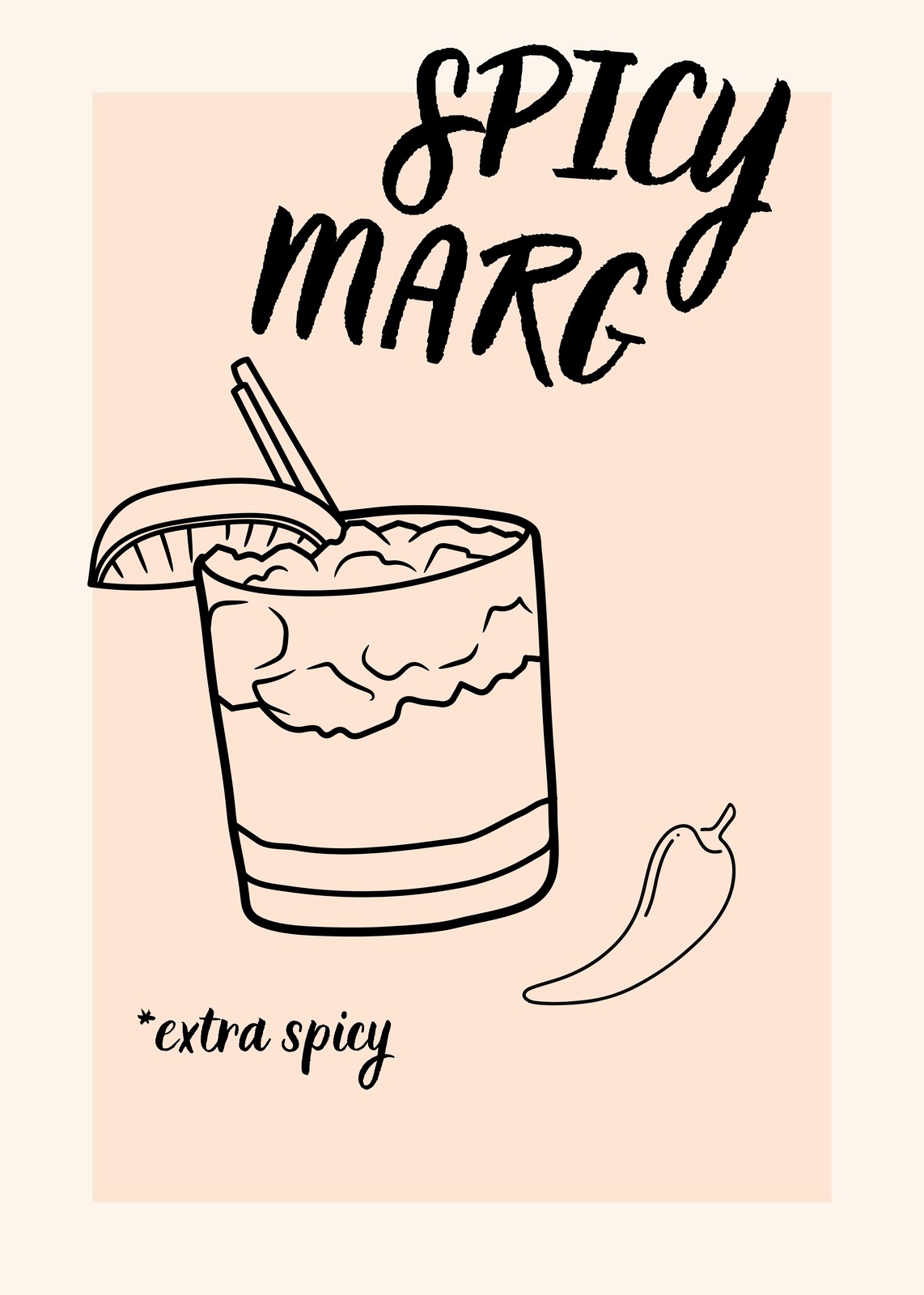 Spicy Margarita Minimalist Line Art Wall Art