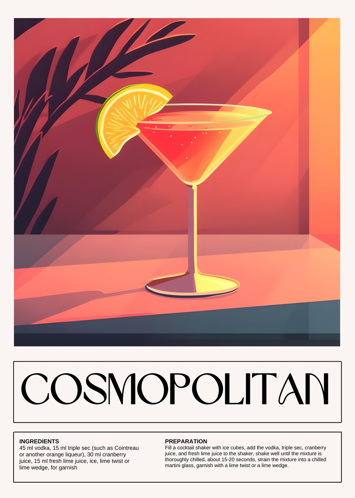 Cosmopolitan Cocktail Art Wall Art