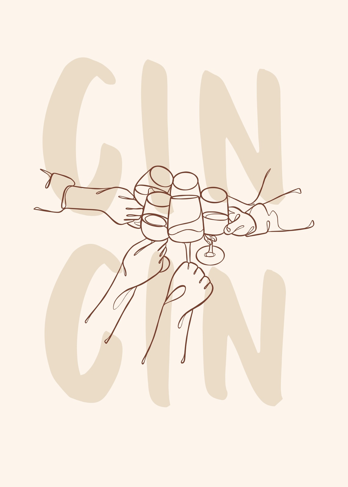 Cheers to Gin Abstract Line Art Wall Art