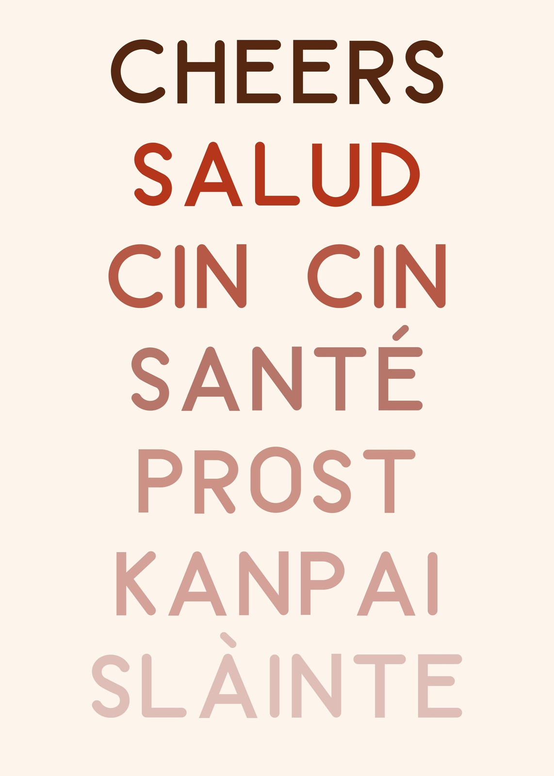 Global Cheers International Toast Typography Wall Art