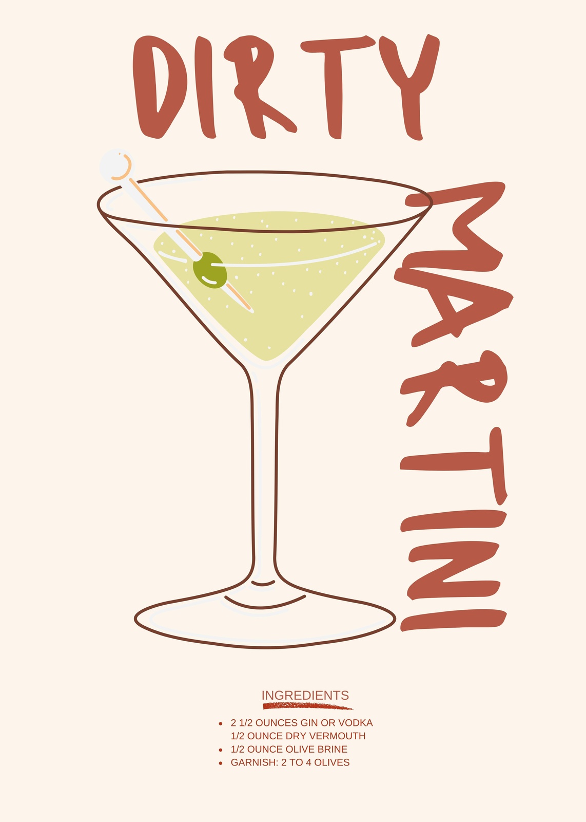 Dirty Martini Recipe Mid-Century Modern Wall Art