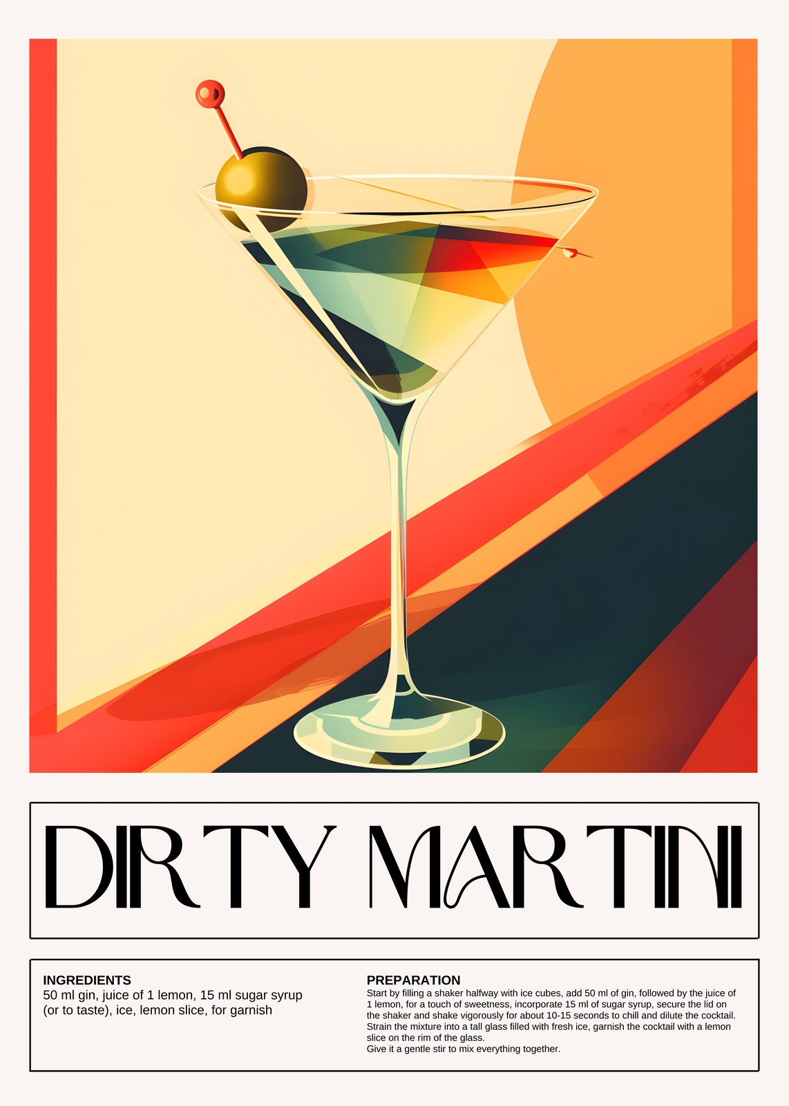 Retro Martini Cocktail Art Wall Art