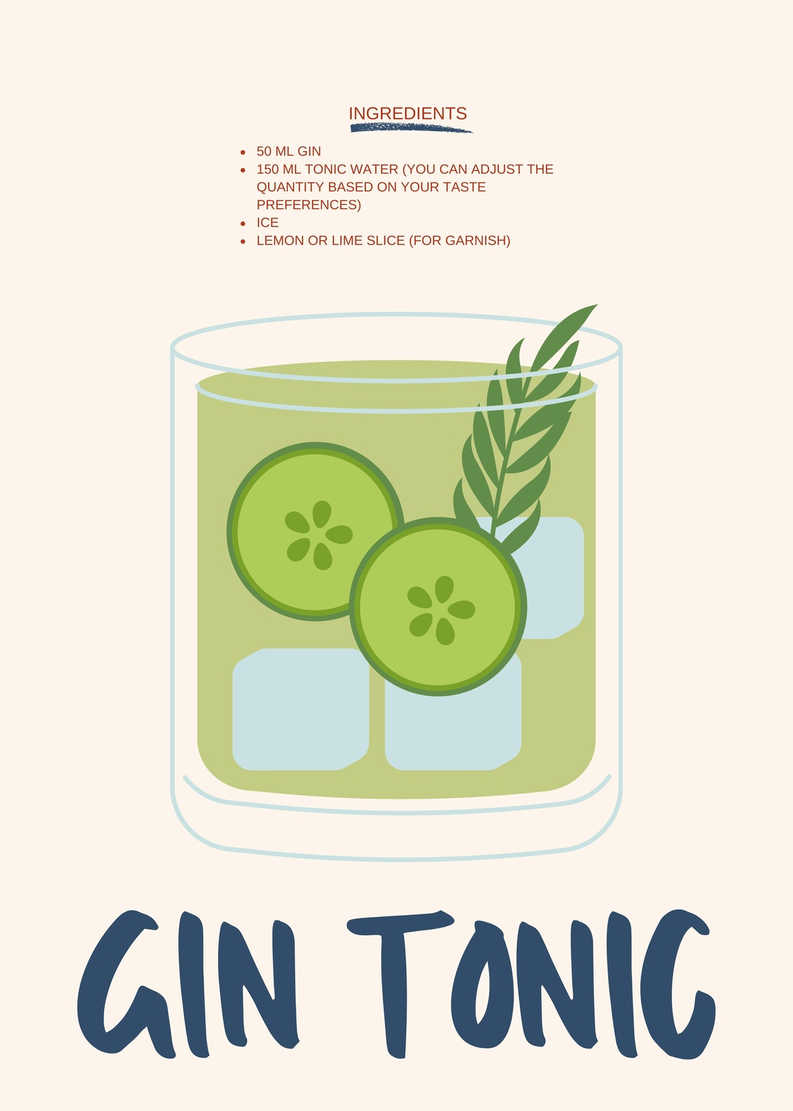 Refreshing Gin Tonic Recipe Wall Art