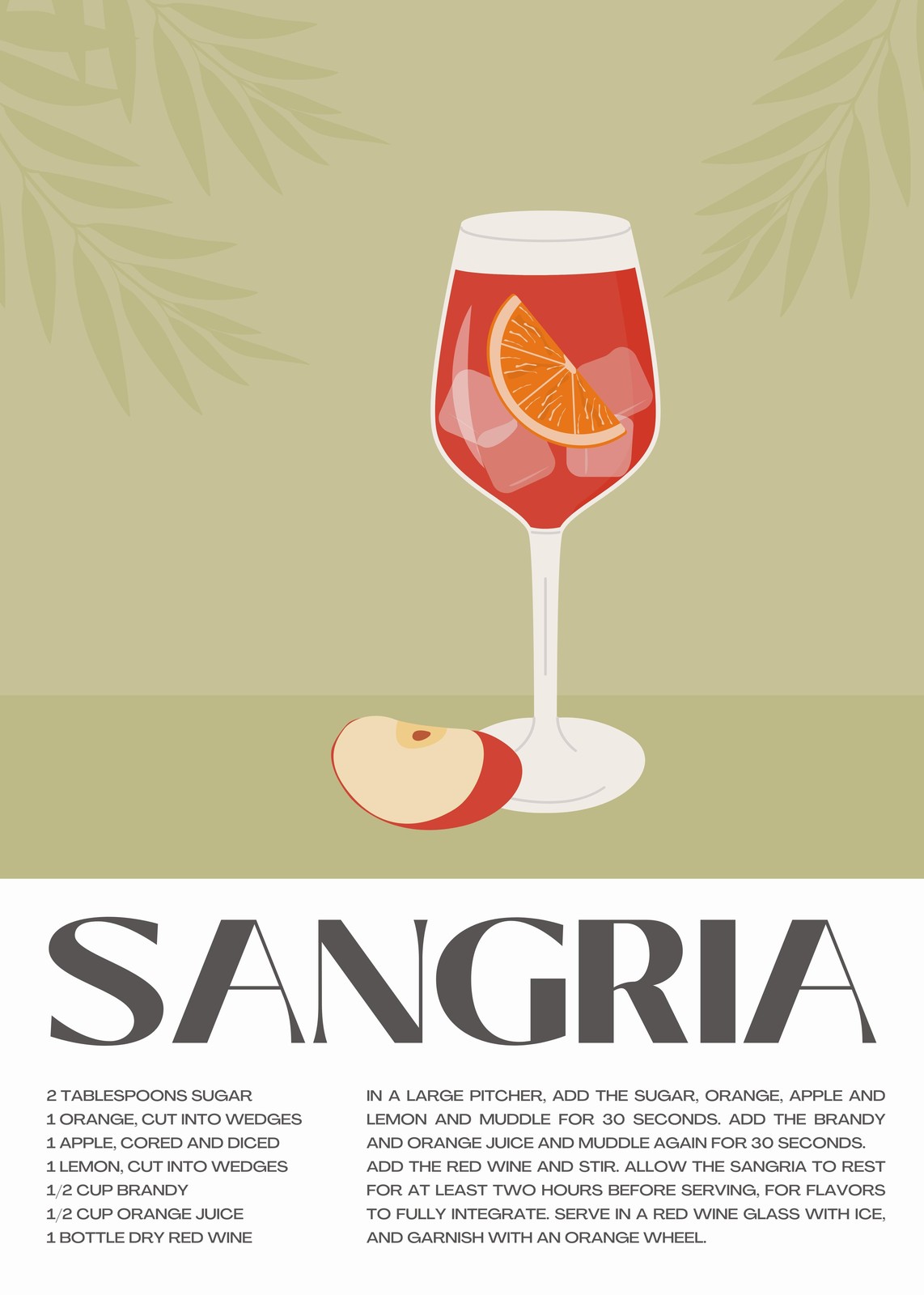 Refreshing Sangria Recipe Minimalist Wall Art
