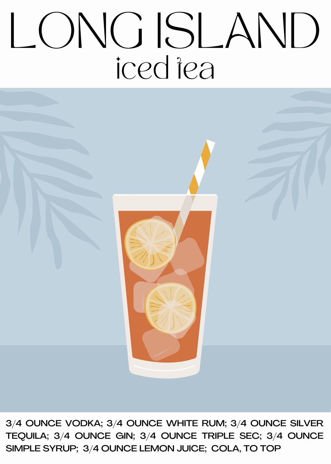Long Island Iced Tea Cocktail Recipe Wall Art