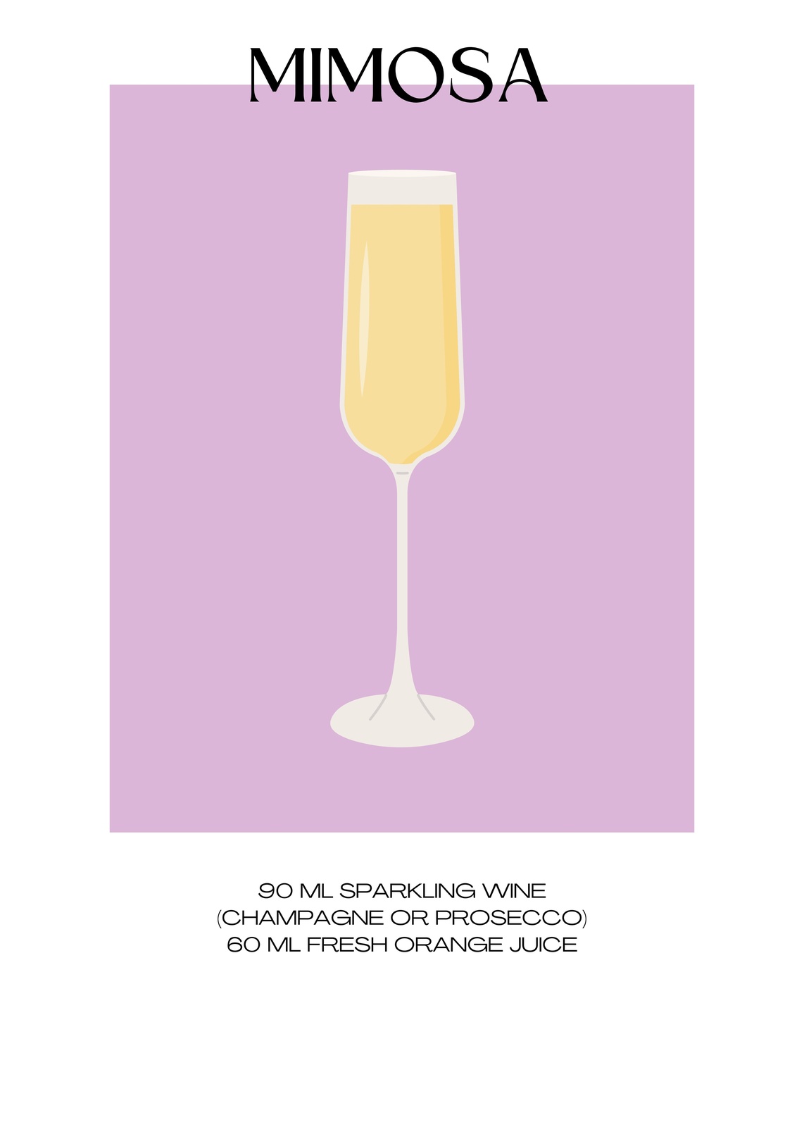 Elegant Mimosa Cocktail Recipe Wall Art