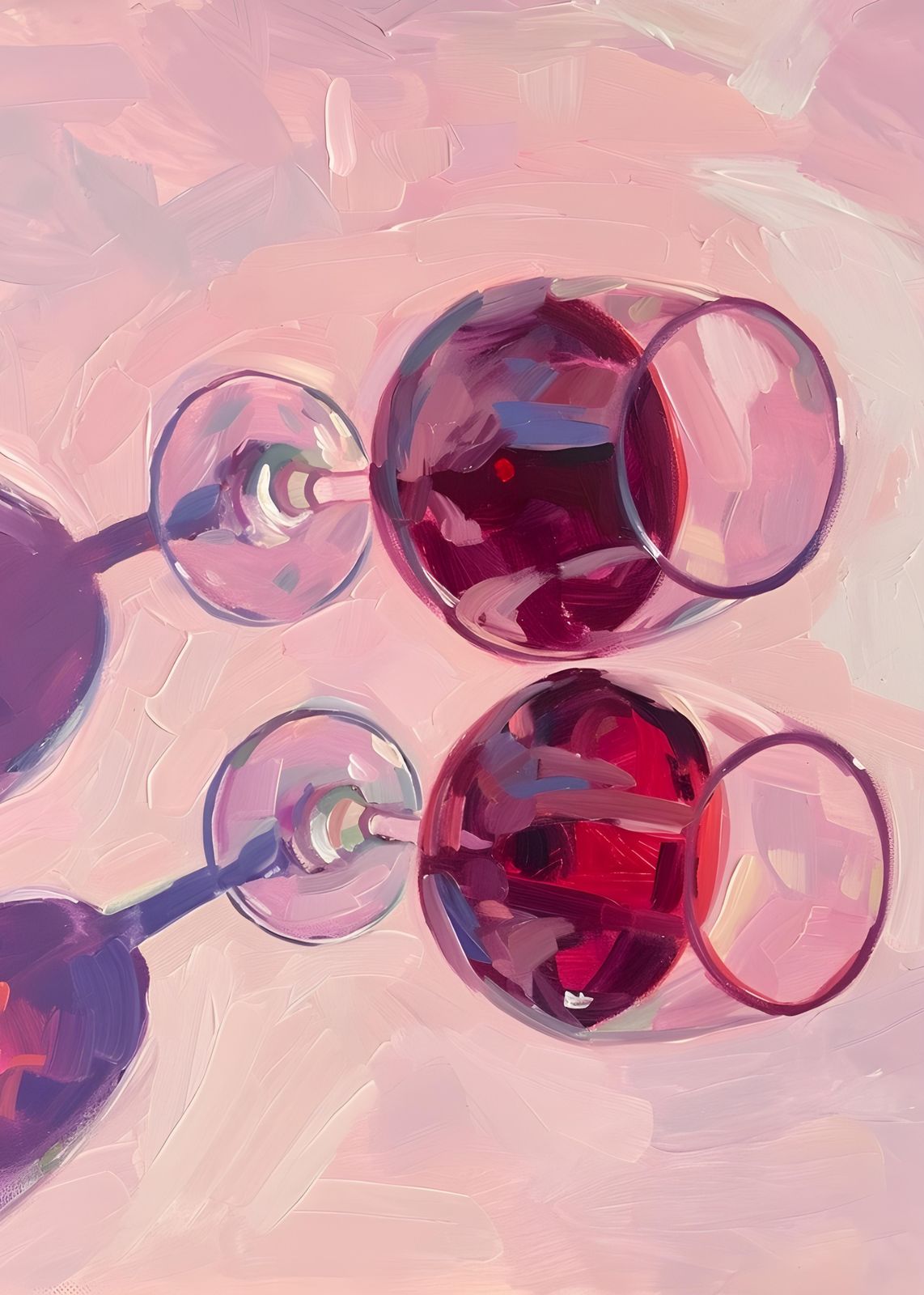 Elegant Wine Glasses Impressionist Wall Art