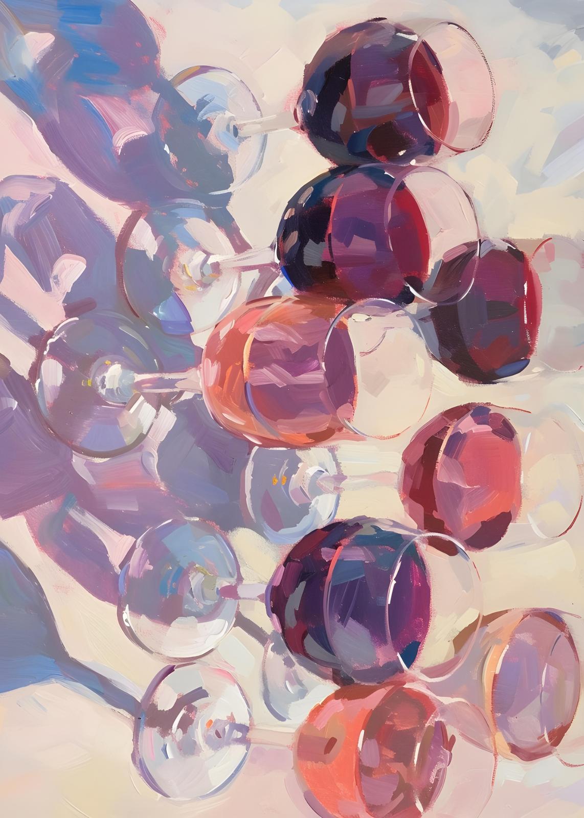 Vibrant Wine Glass Still Life Wall Art