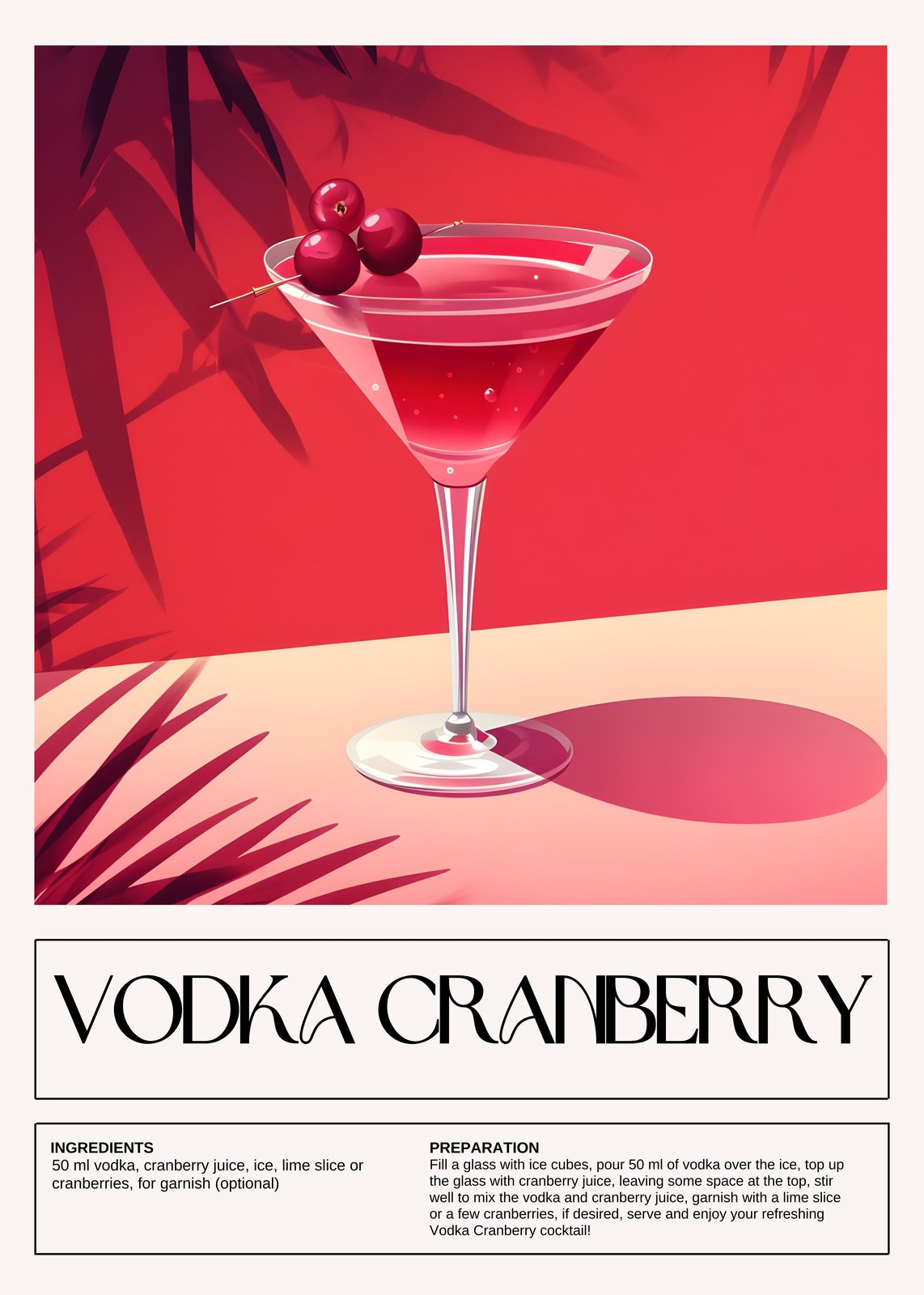 Vibrant Vodka Cranberry Cocktail Wall Art