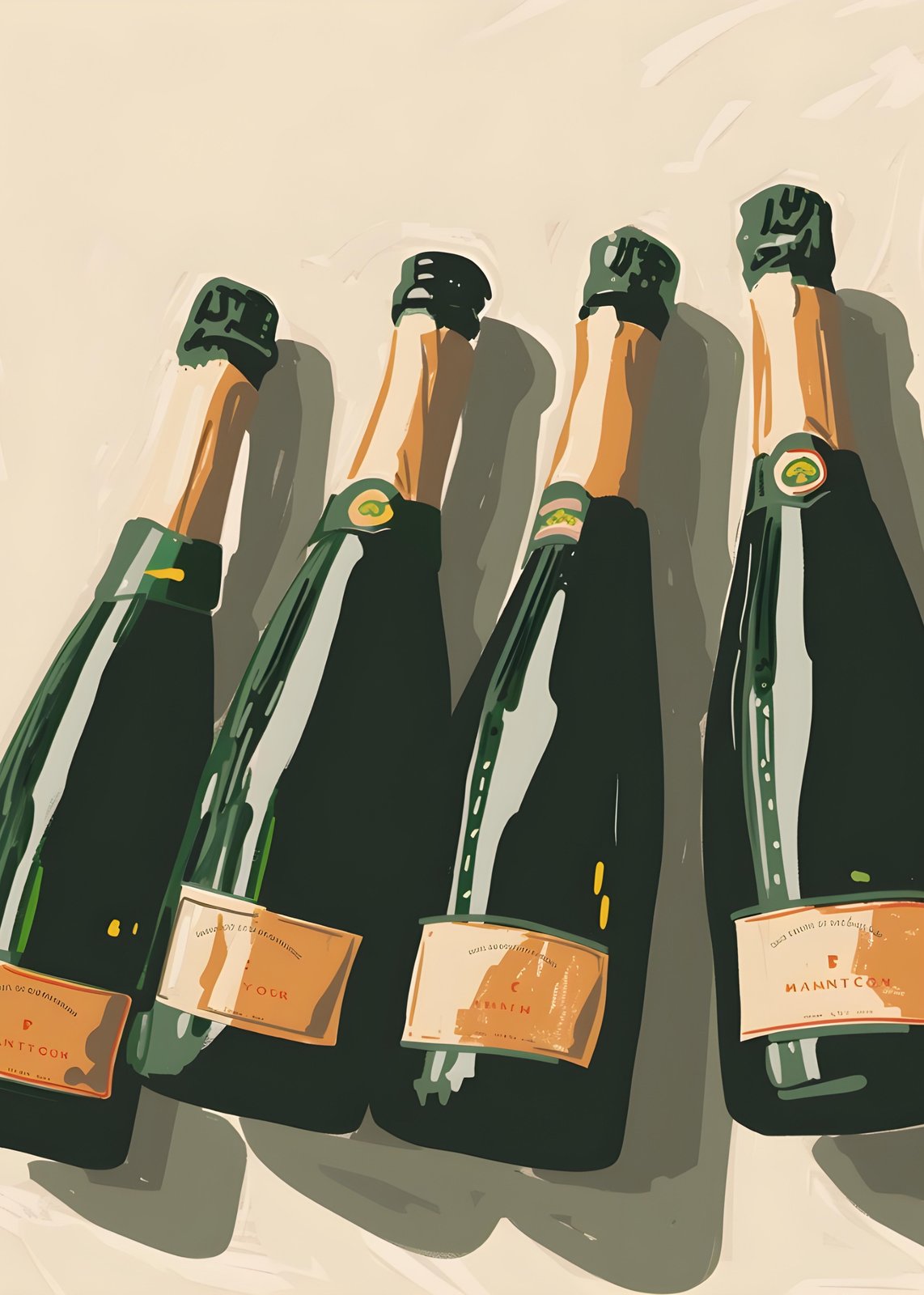 Elegant Champagne Bottles Wall Art Art