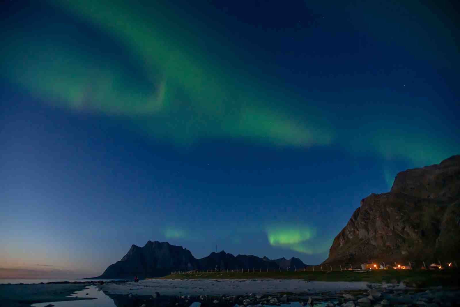 Aurora Borealis Coastal Mountain Wall Art
