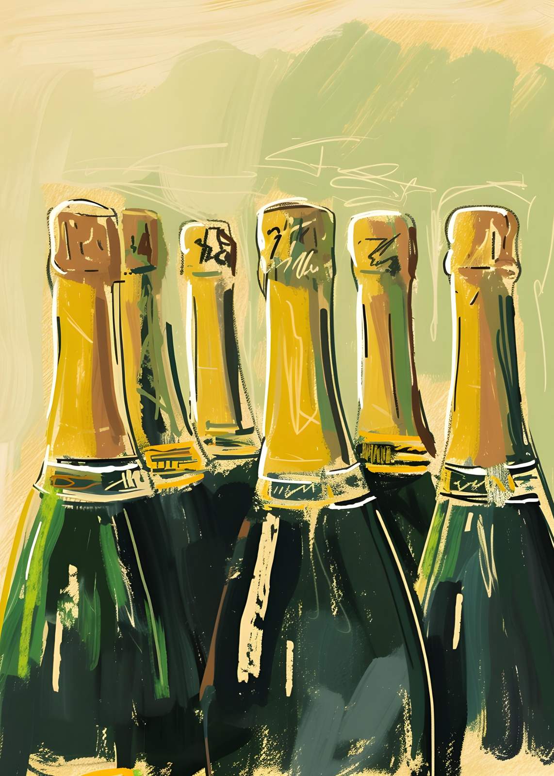 Celebration Champagne Bottles Wall Art