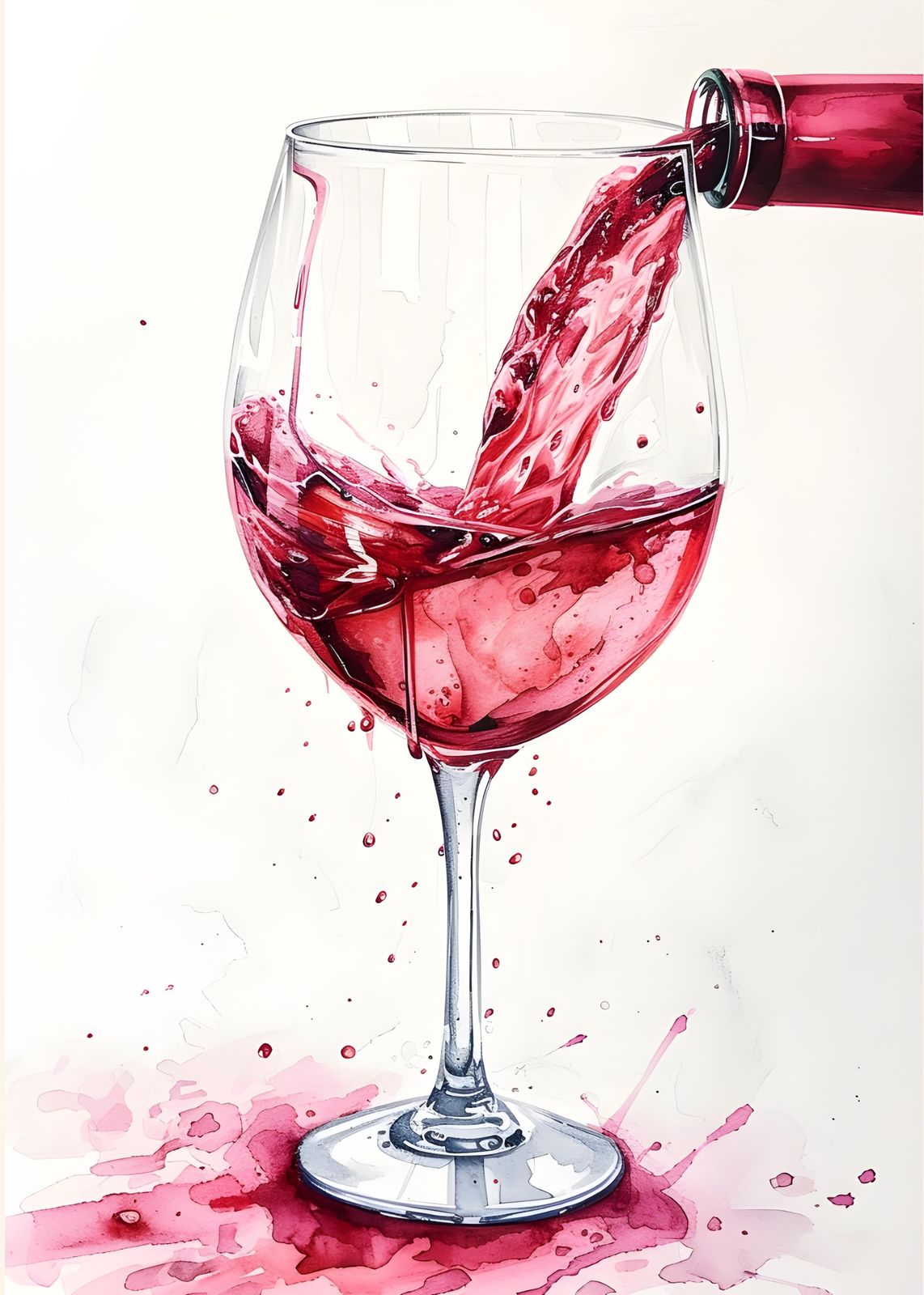 Vibrant Red Wine Pour Wall Art