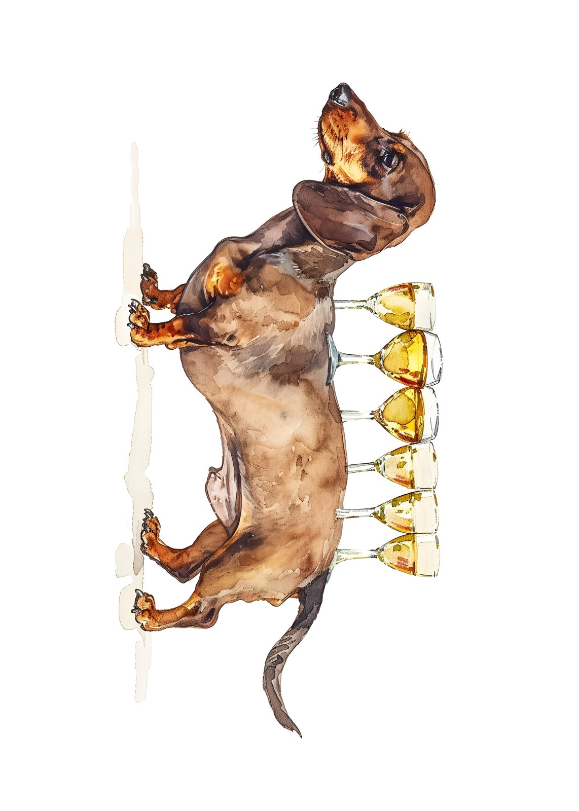 Playful Dachshund Wine Art Wall Art