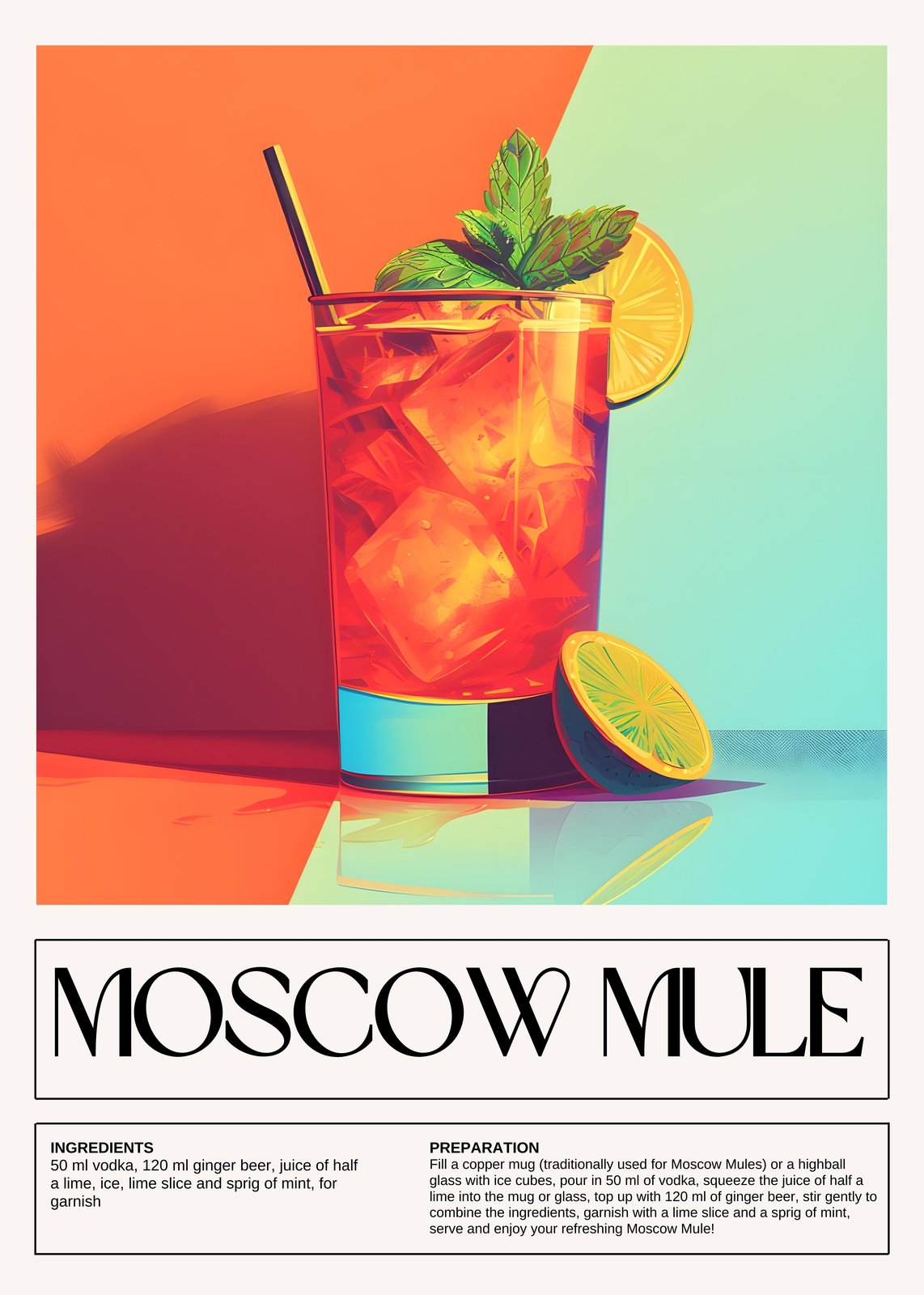 Vibrant Moscow Mule Cocktail Wall Art