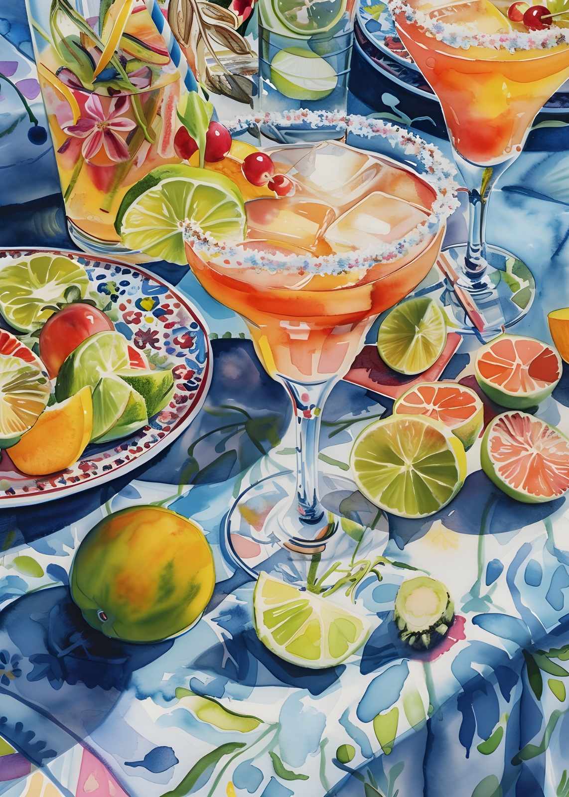 Vibrant Margarita Cocktail Refreshing Citrus Wall Art