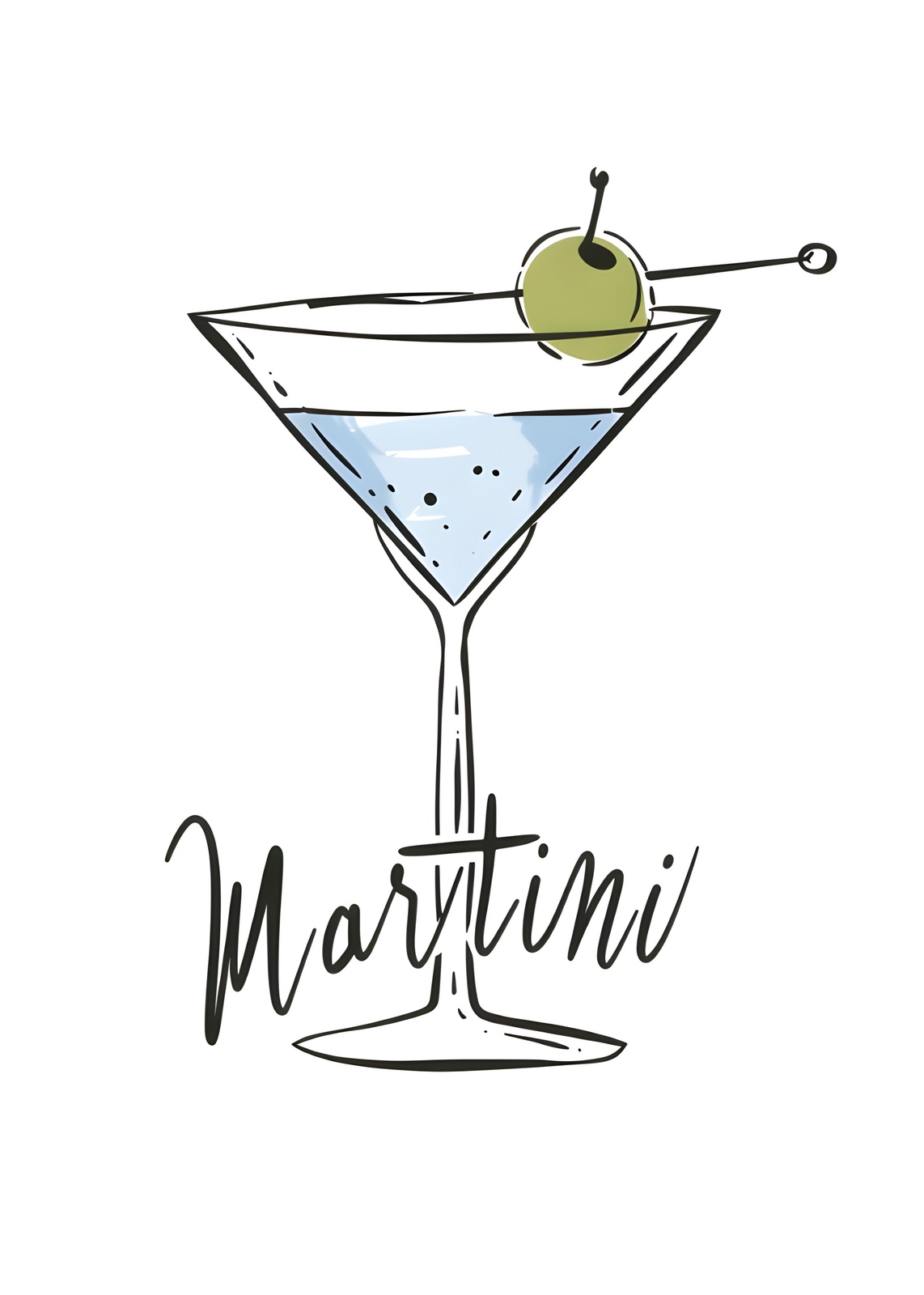 Elegant Martini Glass with Olive Wall Art
