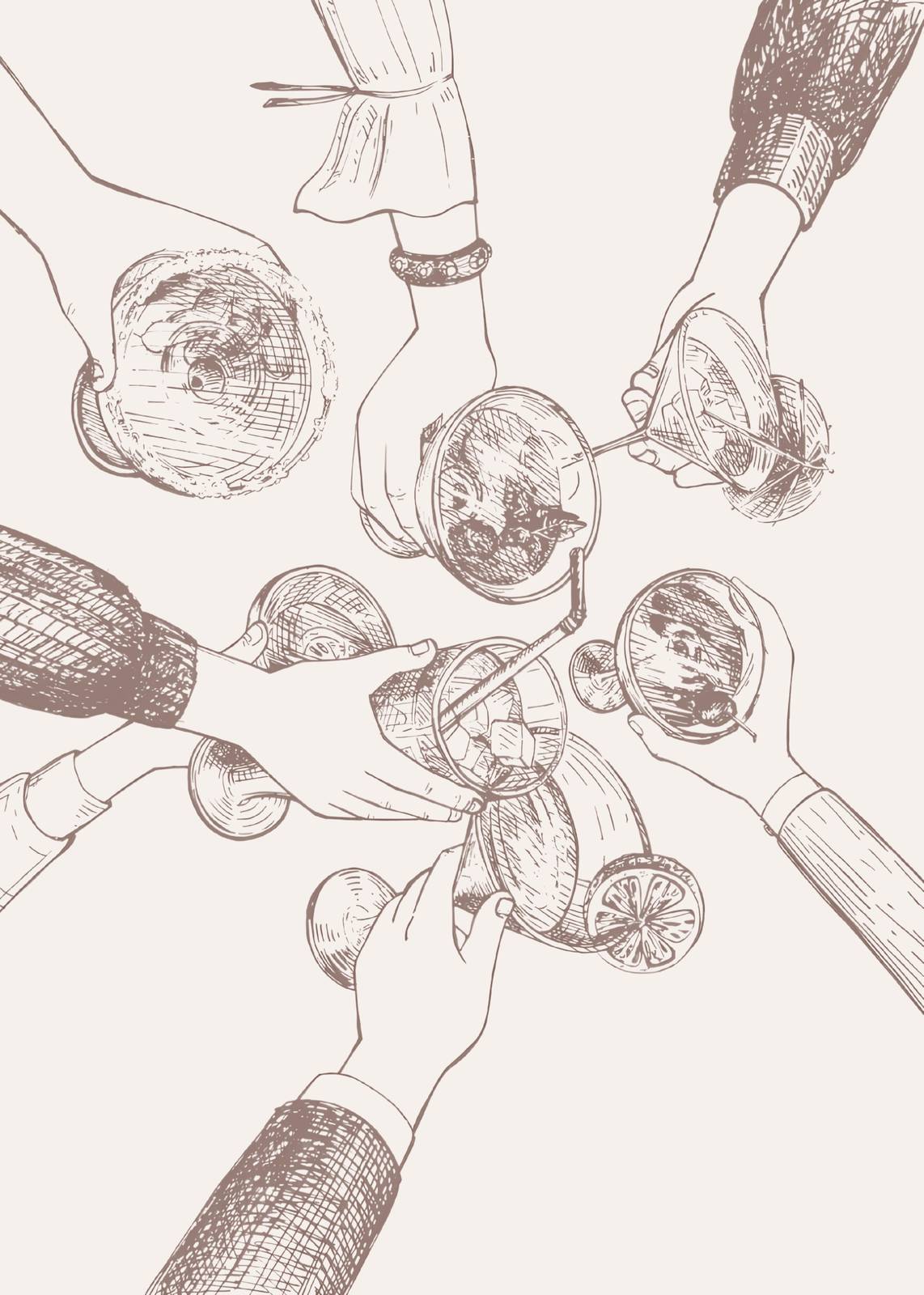 Cheers Aesthetic Line Art Wall Art