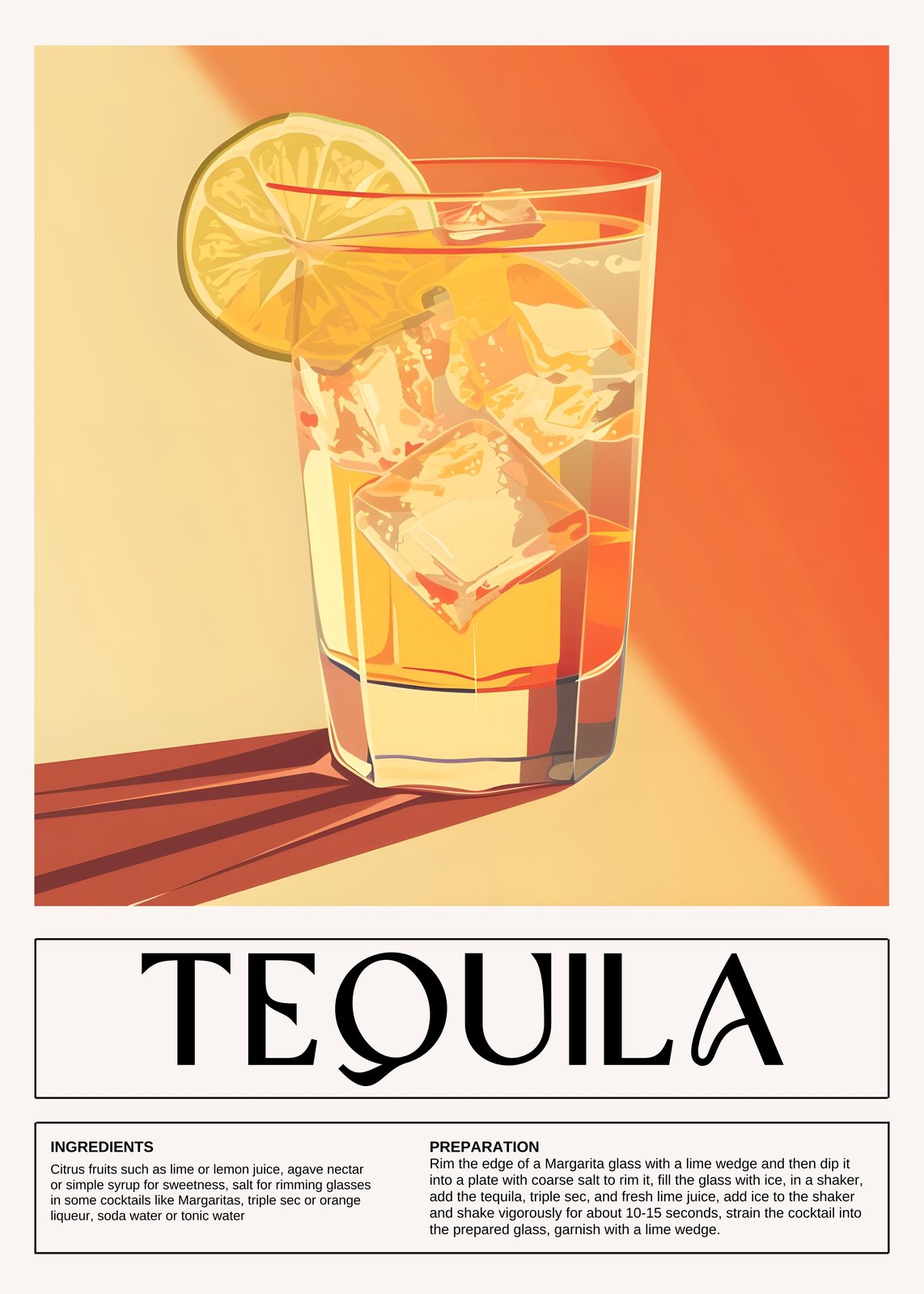 Retro Tequila Cocktail Wall Art