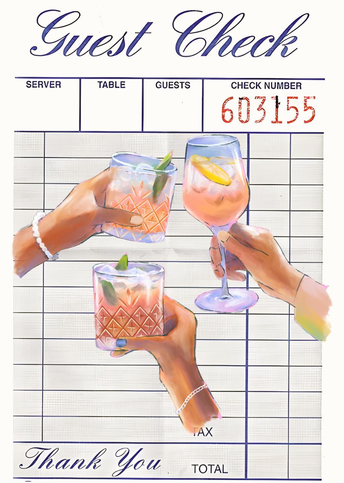 Cheers & Cocktails Guest Check Wall Art