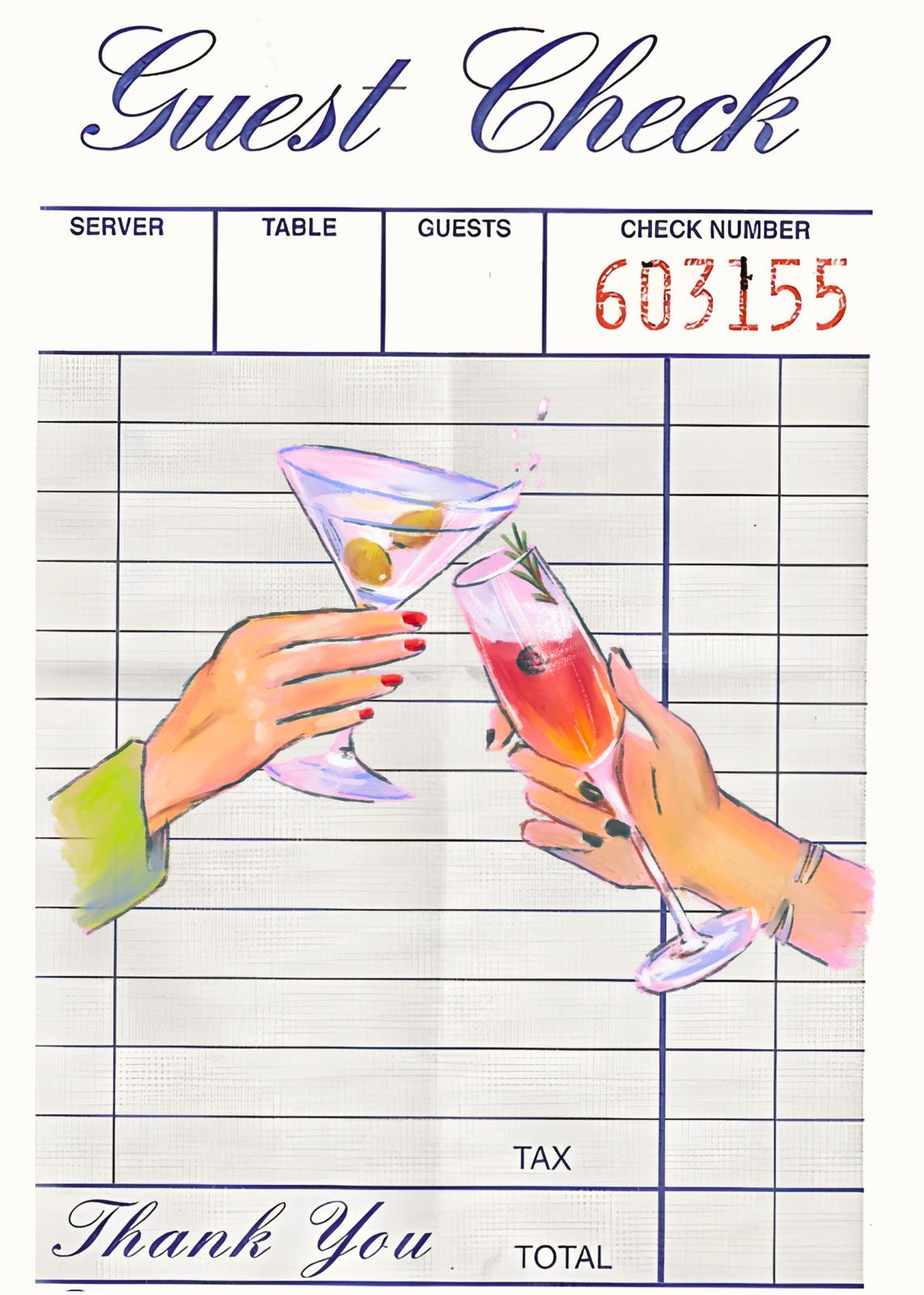 Cheers Cocktail Toast Guest Check Wall Art