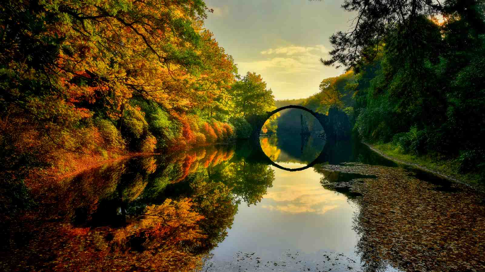 Enchanted Autumn Arch Bridge Wall Art