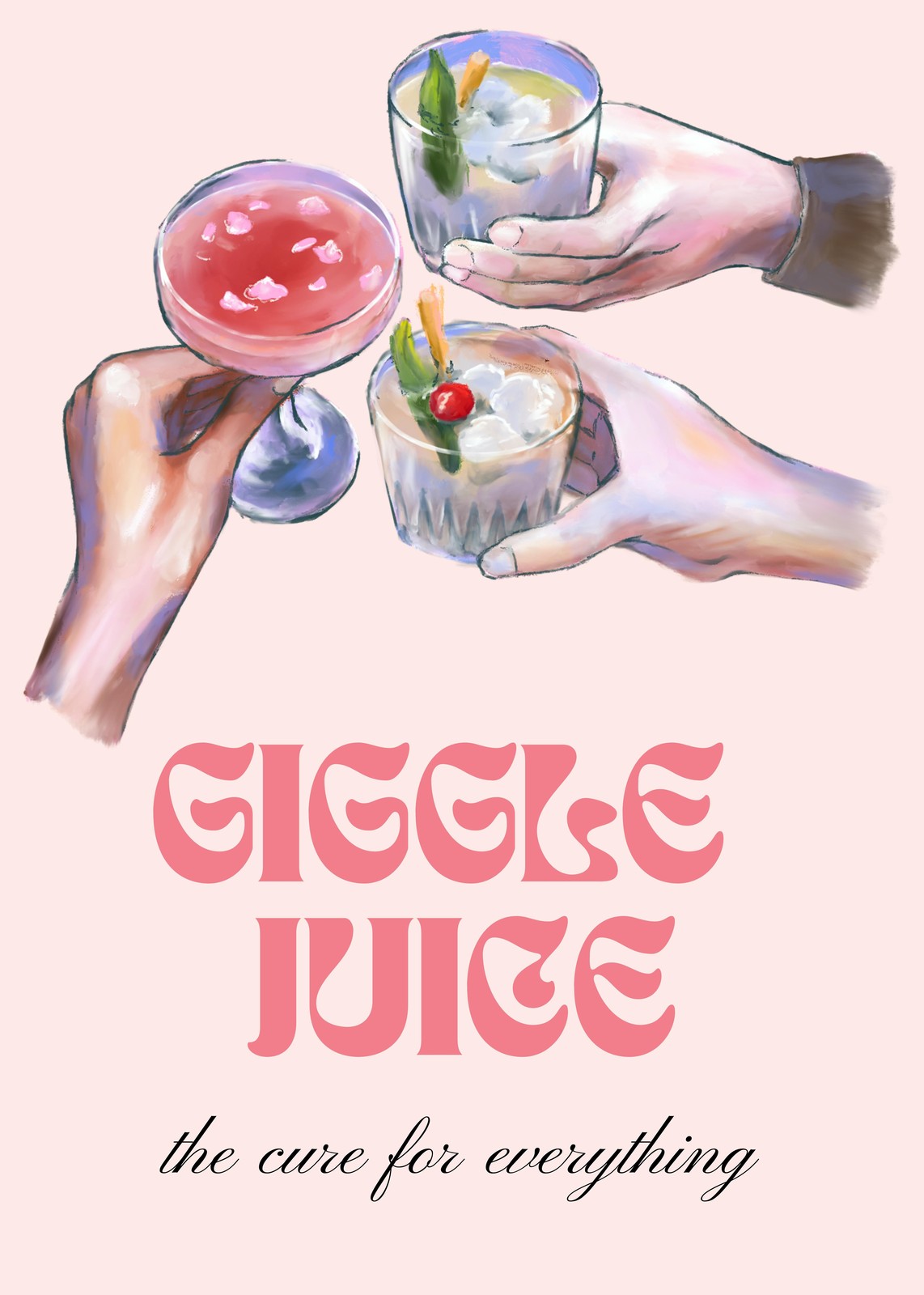 Giggle Juice Cocktail Toast Wall Art