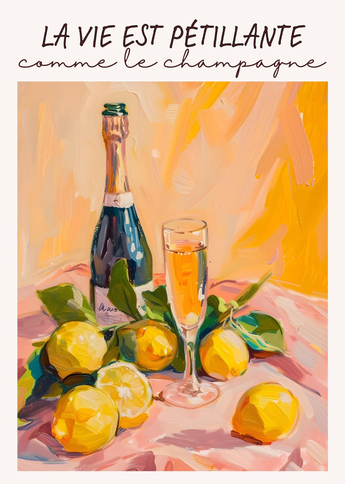Champagne & Lemons Impressionist Wall Art
