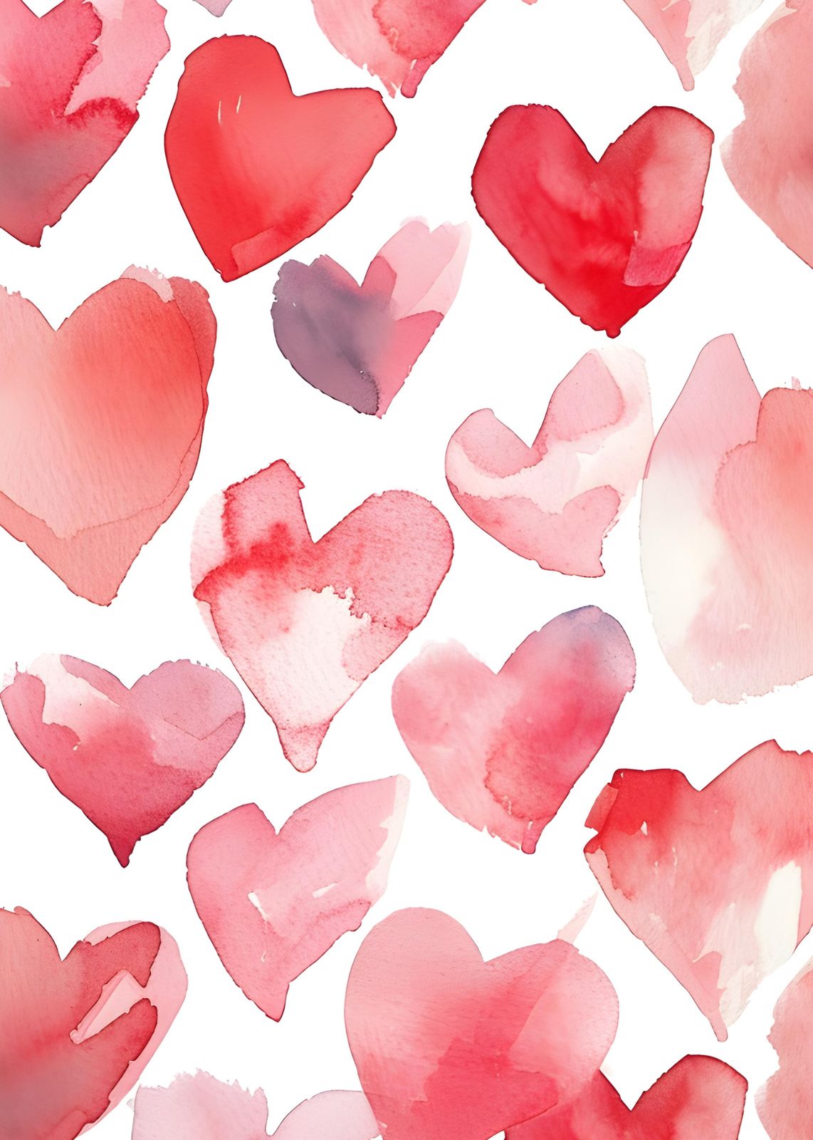 Watercolor Hearts Gallery Wall Wall Art
