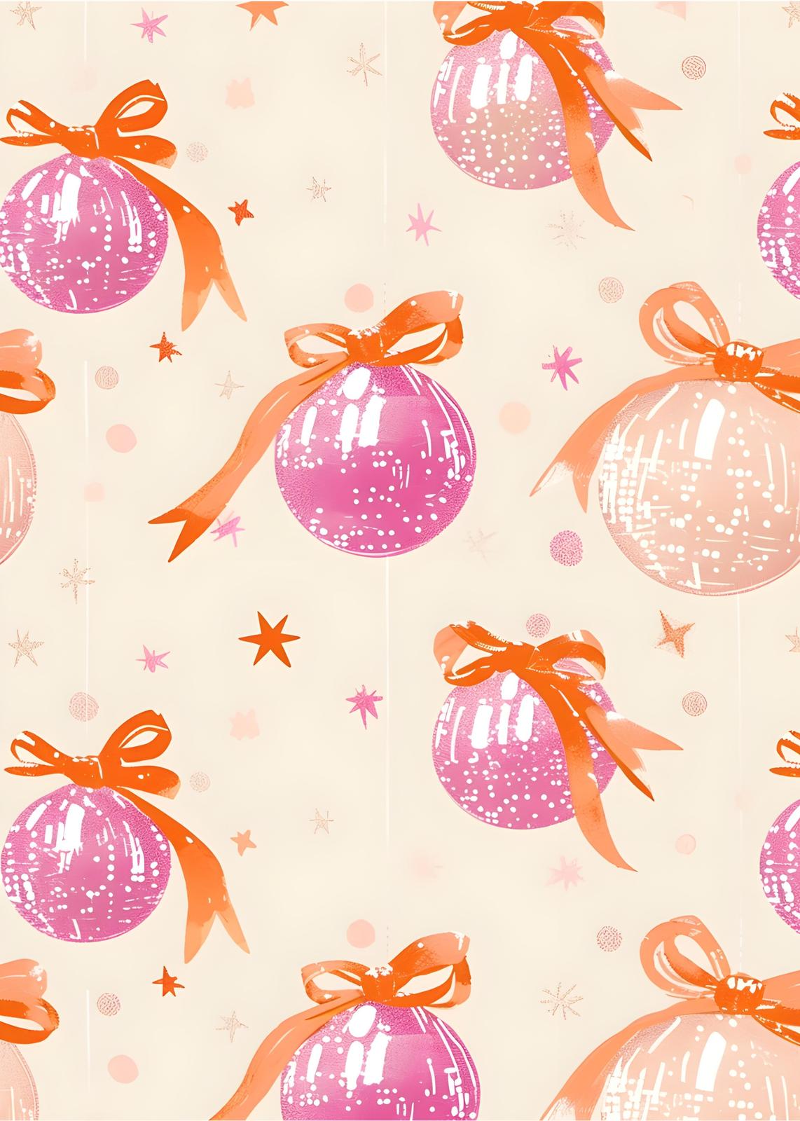 Festive Baubles & Bows Watercolor Wall Art