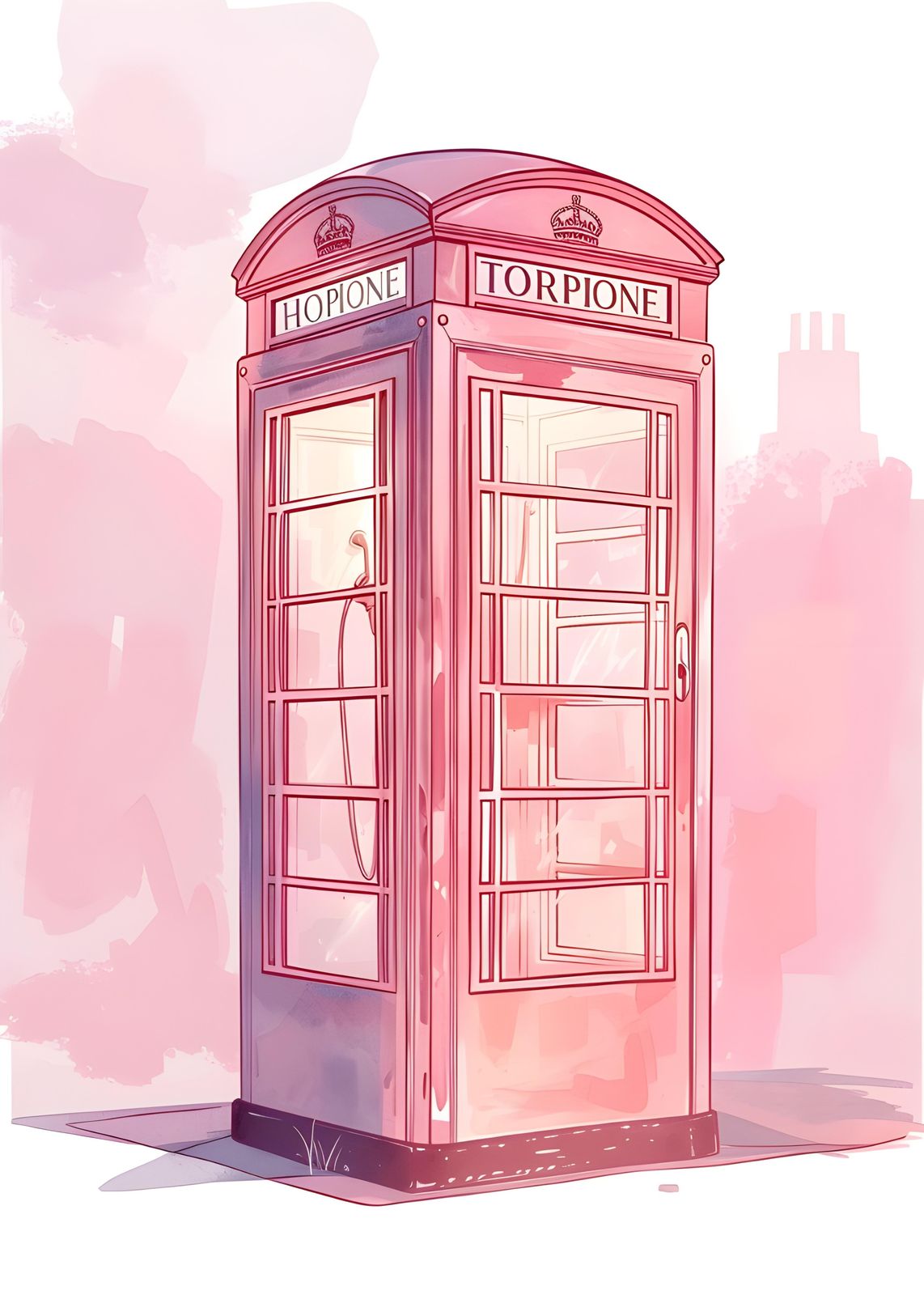 Pink London Phone Booth Art Wall Art