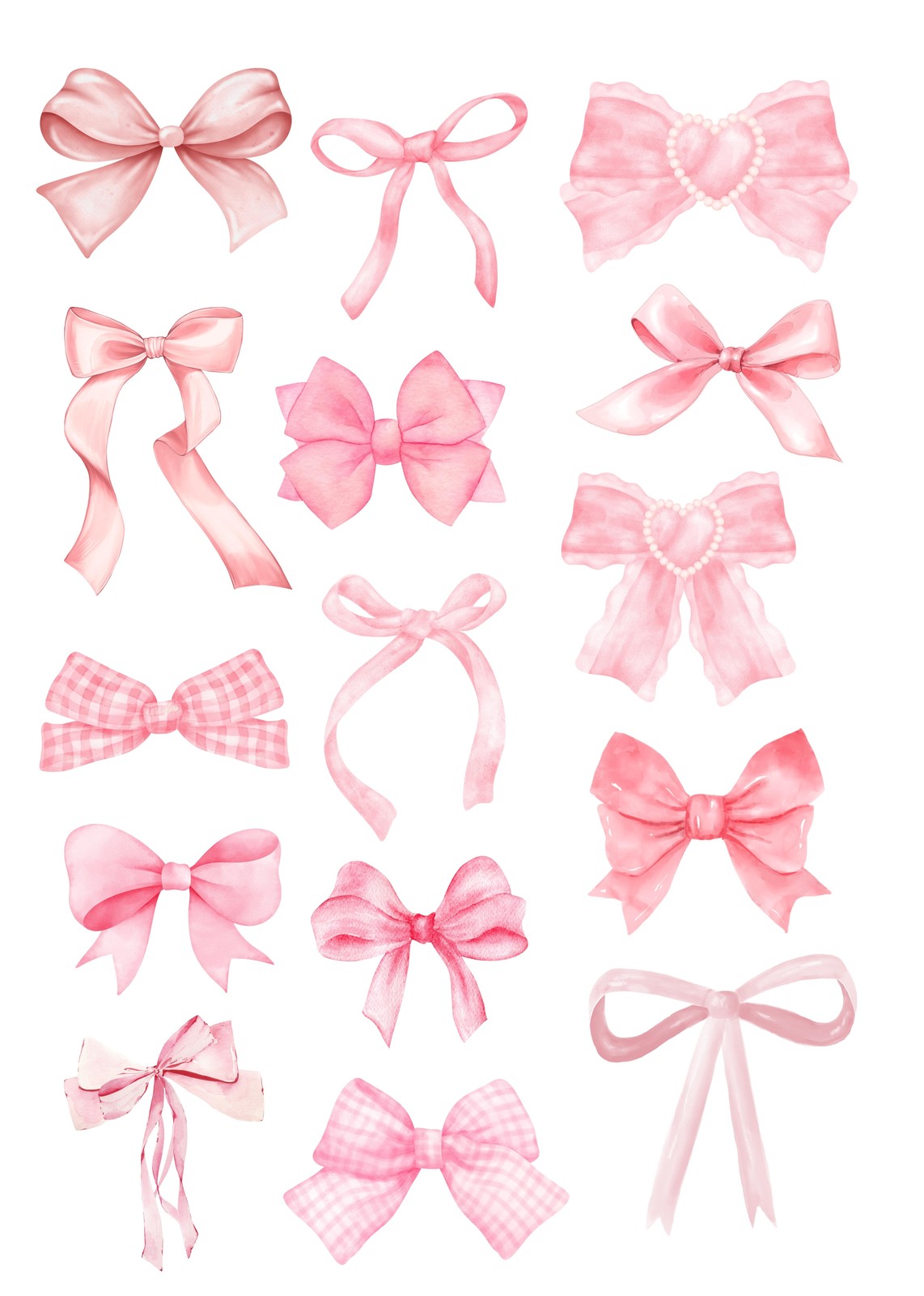 Pretty Pink Bows Watercolor Wall Art