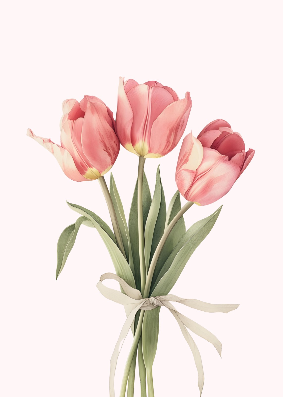 Elegant Pink Tulips Botanical Wall Art Wall Art
