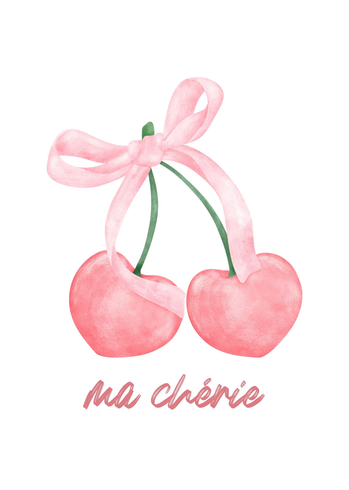 Sweet Cherries with Pink Bow Wall Art