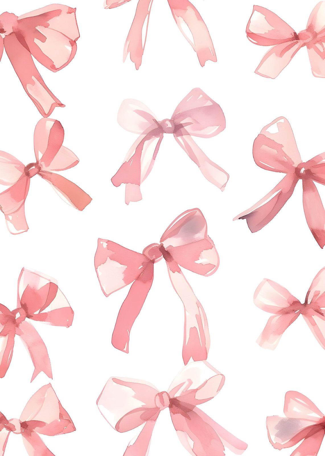 Charming Pink Bow Watercolor Wall Art