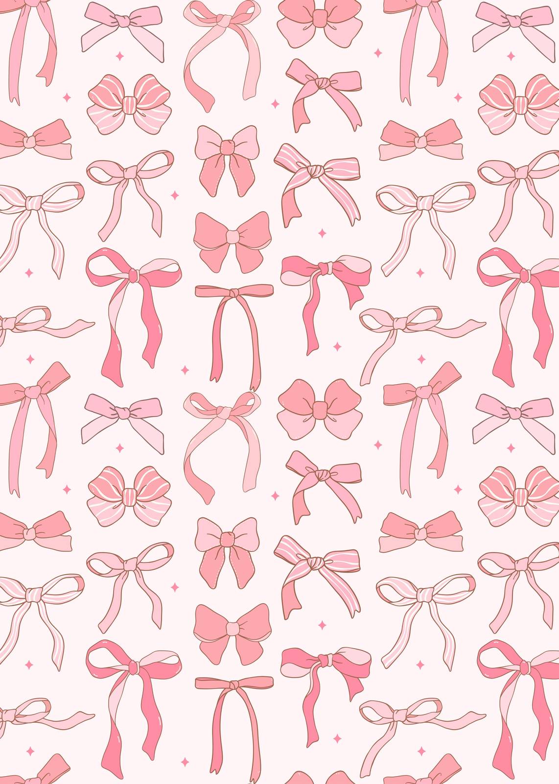 Kawaii Pink Bows Aesthetic Wall Art