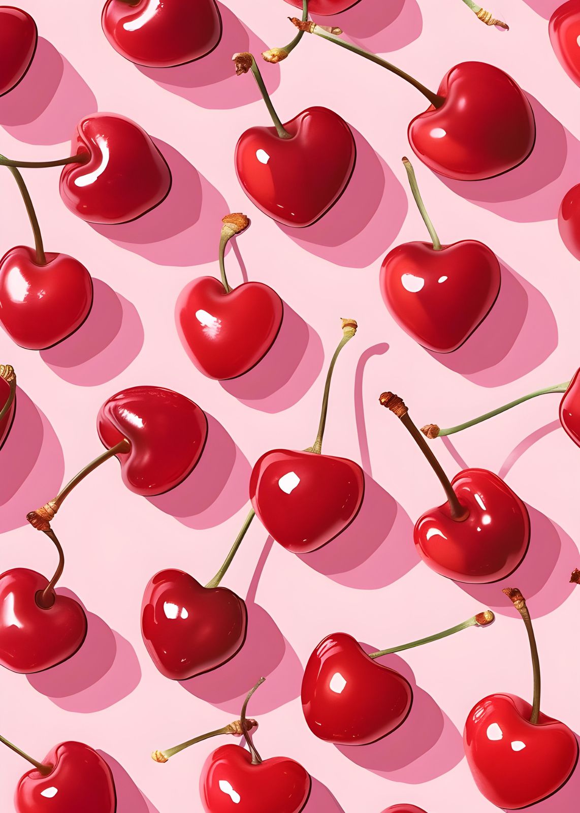 Heart Cherries Pattern Pop Art Wall Art