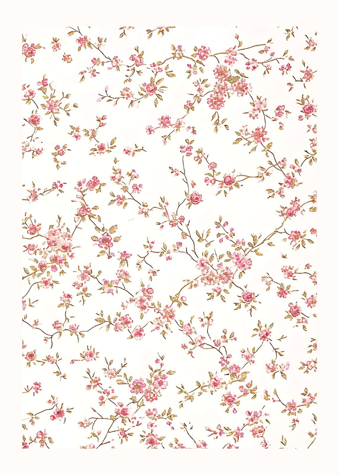 Charming Pink Floral Branches Wall Art