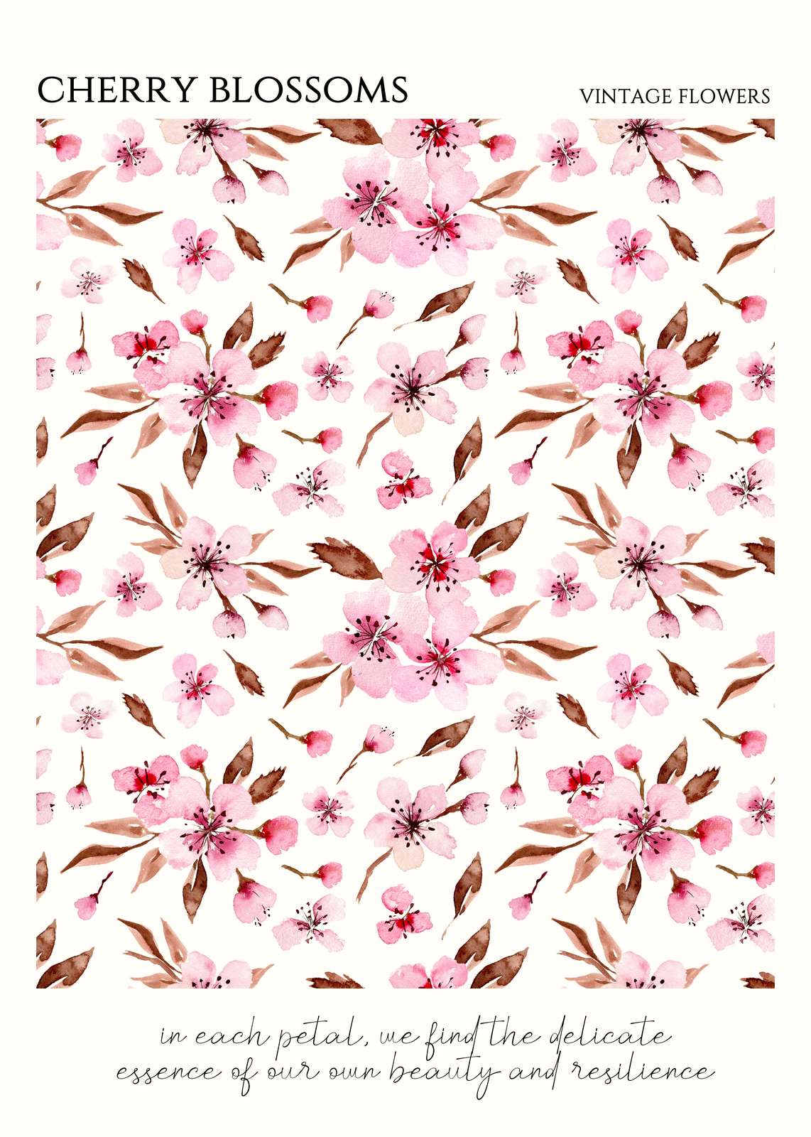 Watercolor Cherry Blossoms Wall Art