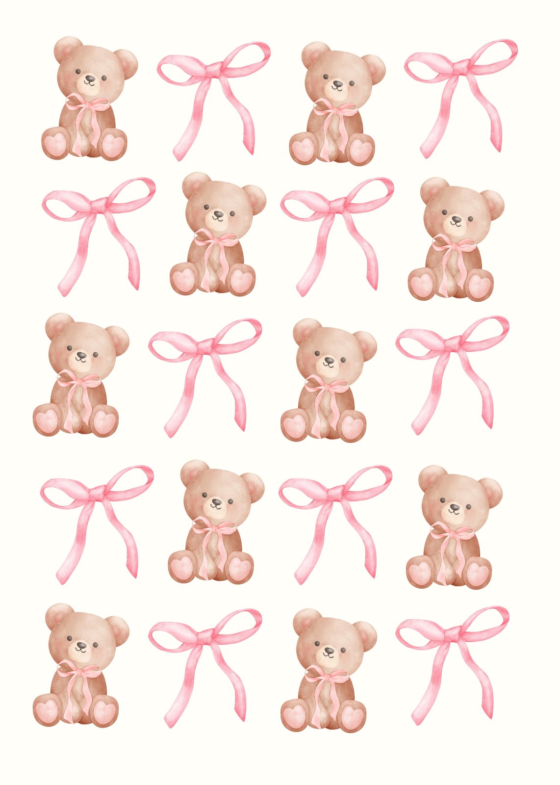 Adorable Teddy Bears & Pink Bows Nursery Wall Art Wall Art