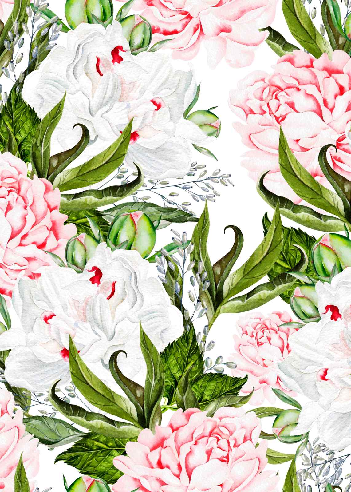 Elegant Peony Floral Watercolor Wall Art