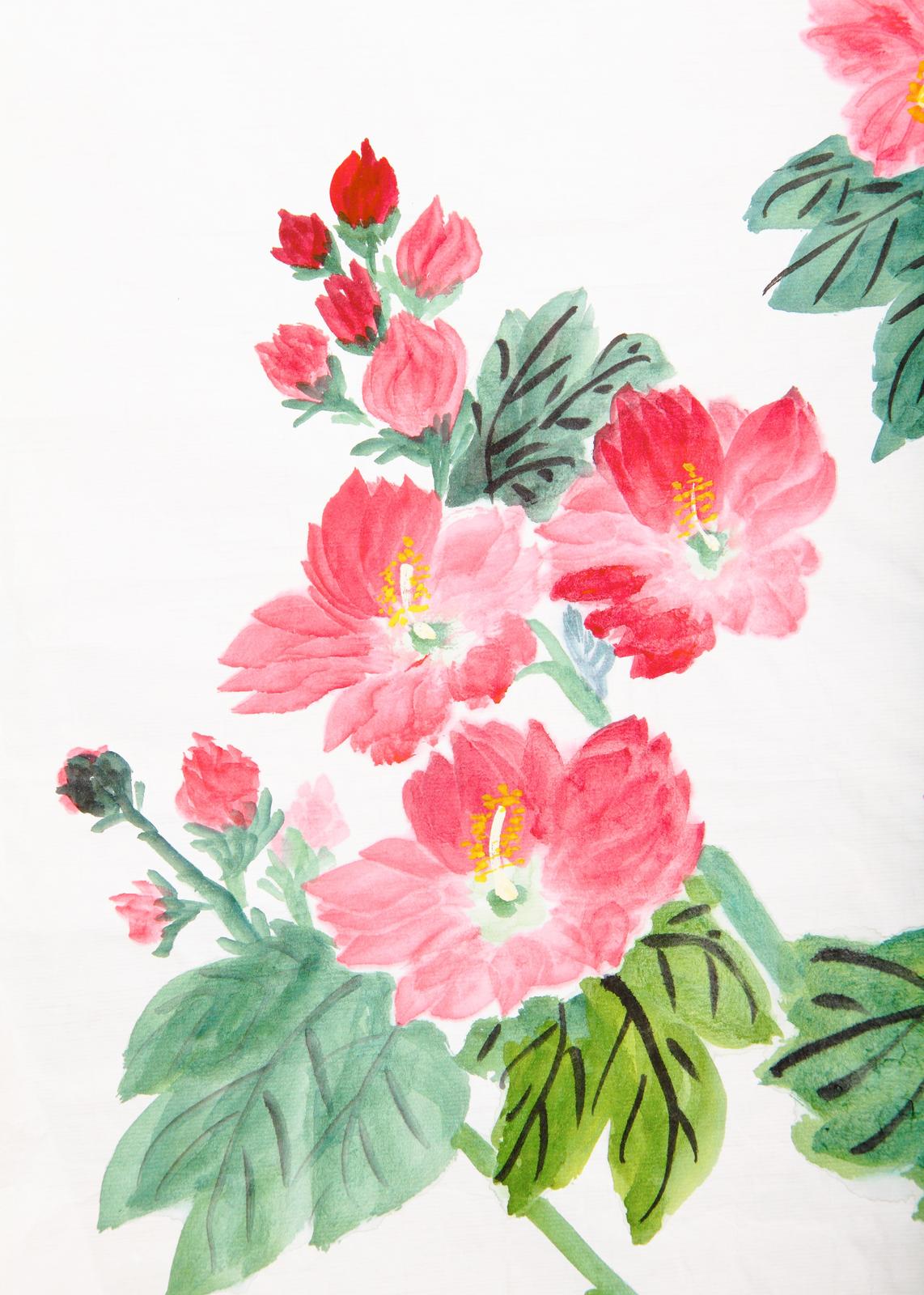 Vibrant Pink Floral Watercolour Wall Art