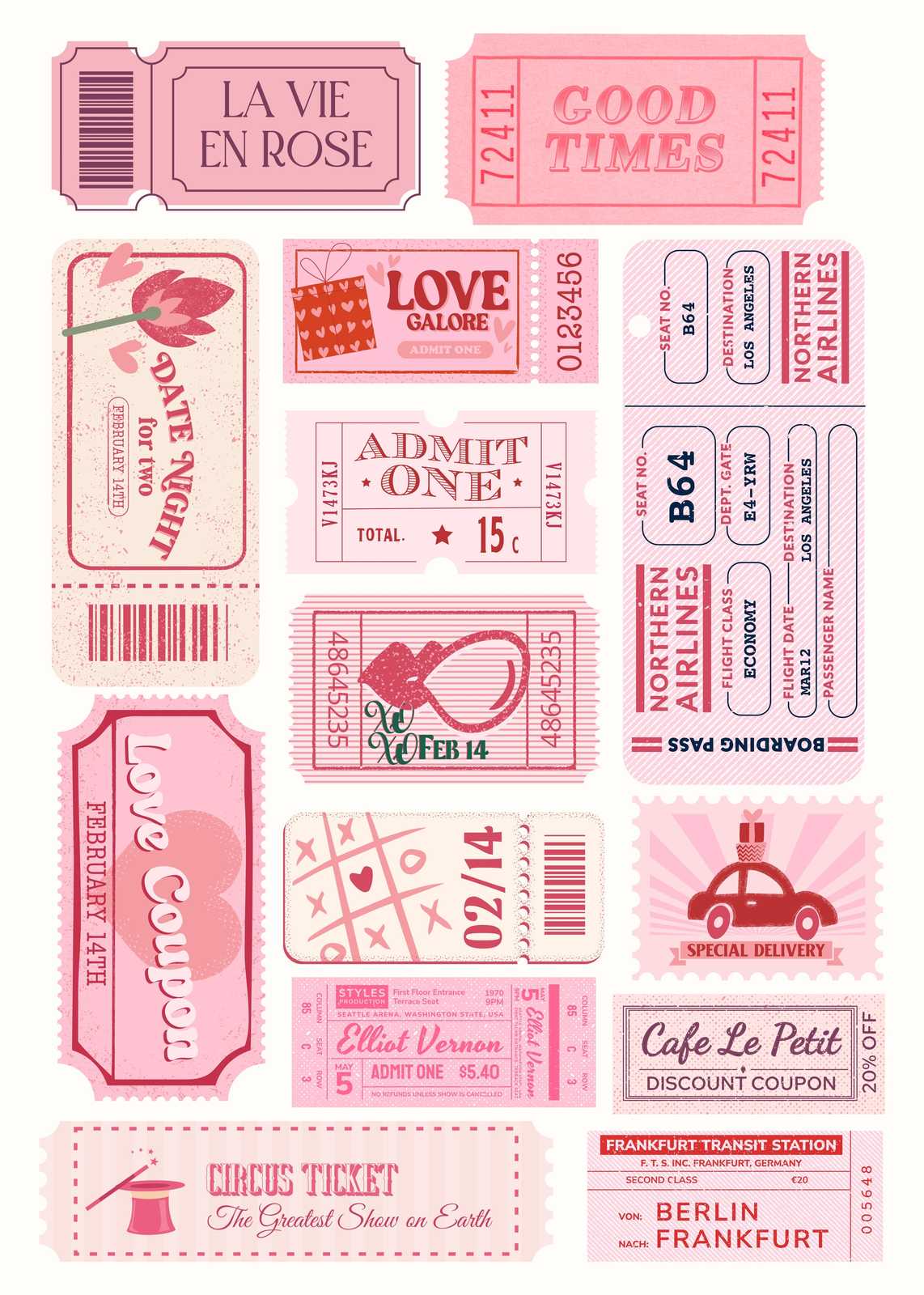 Retro Ticket Love & Travel Wall Art