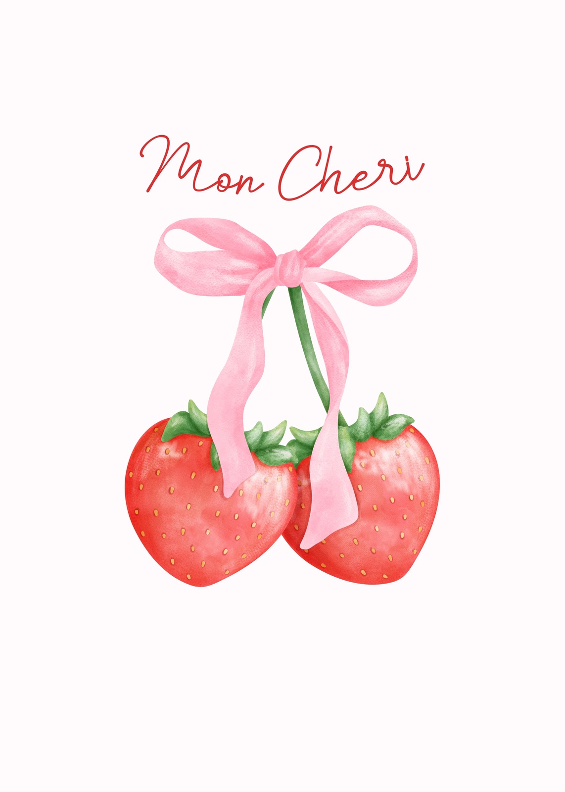 Sweet Strawberries with Pink Bow Wall Art