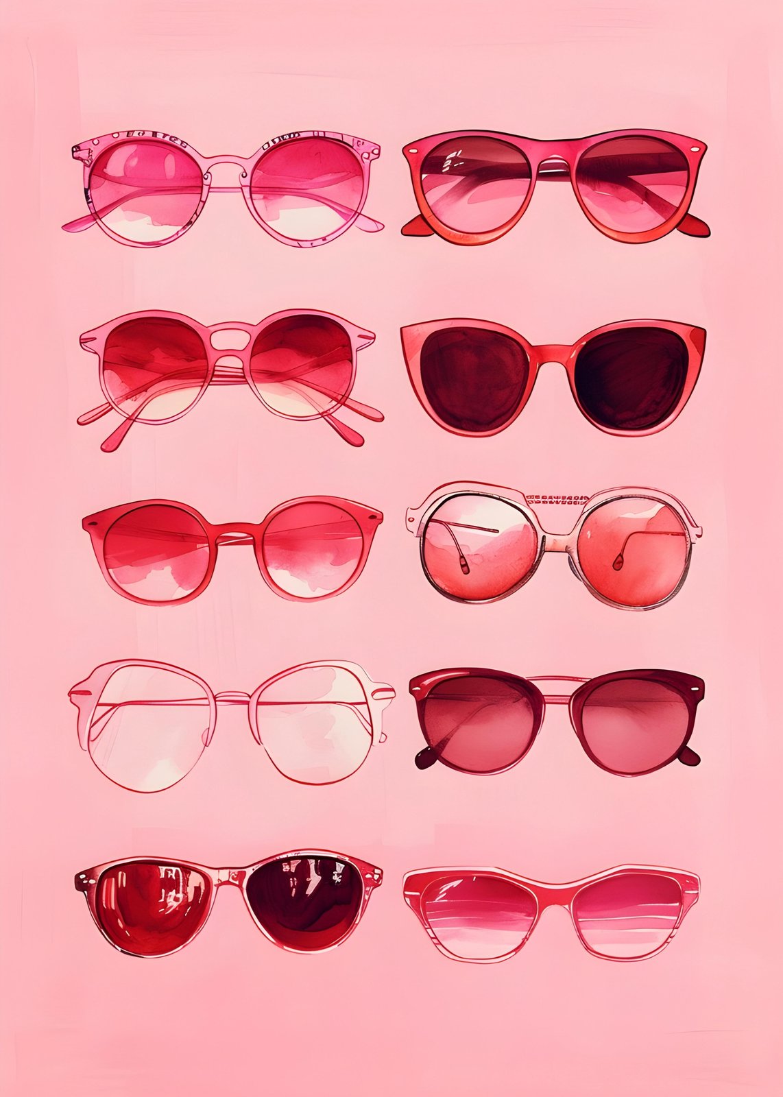 Chic Pink Sunglasses Collection Wall Art