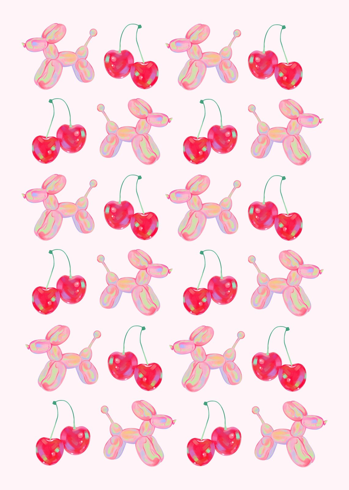 Playful Cherry Balloon Dog Wall Art Art
