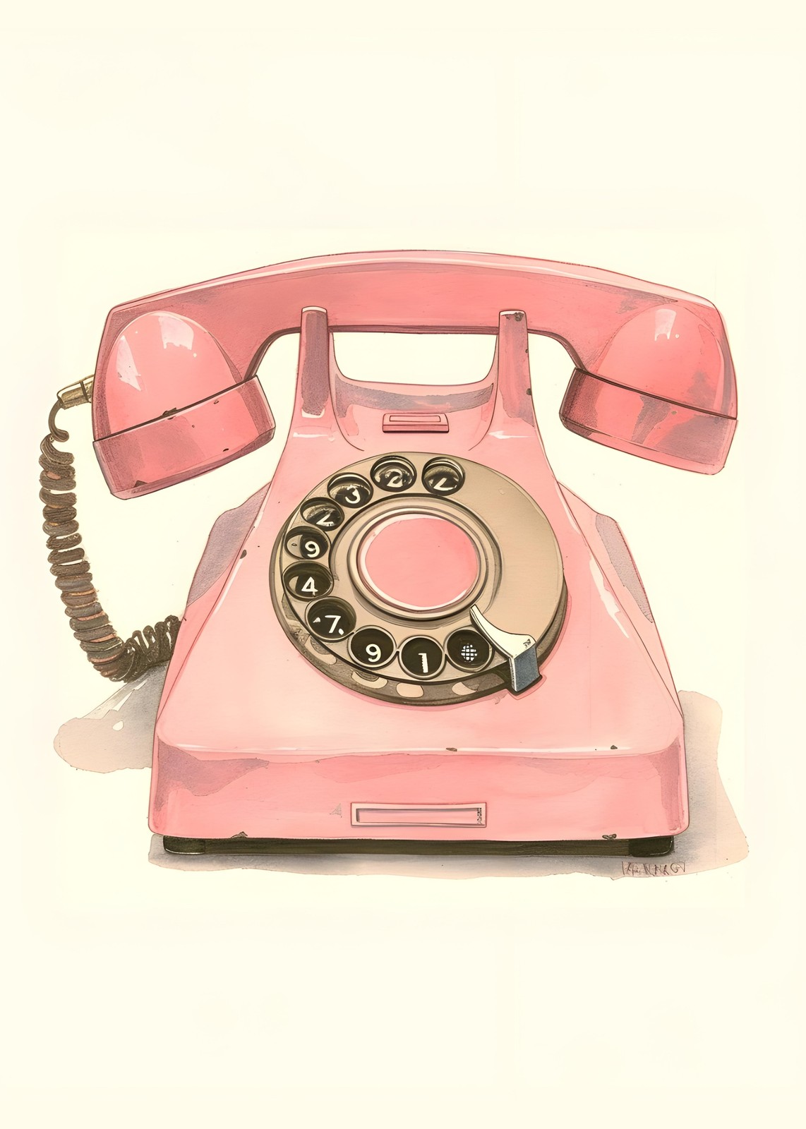 Retro Pink Rotary Phone Wall Art Wall Art