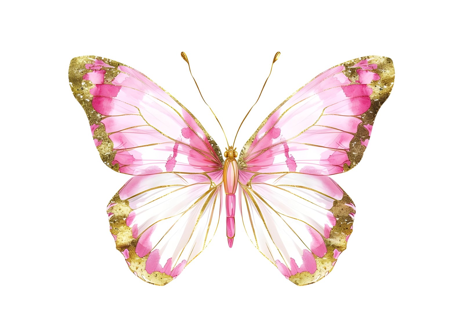 Elegant Pink Gold Butterfly Art Wall Art