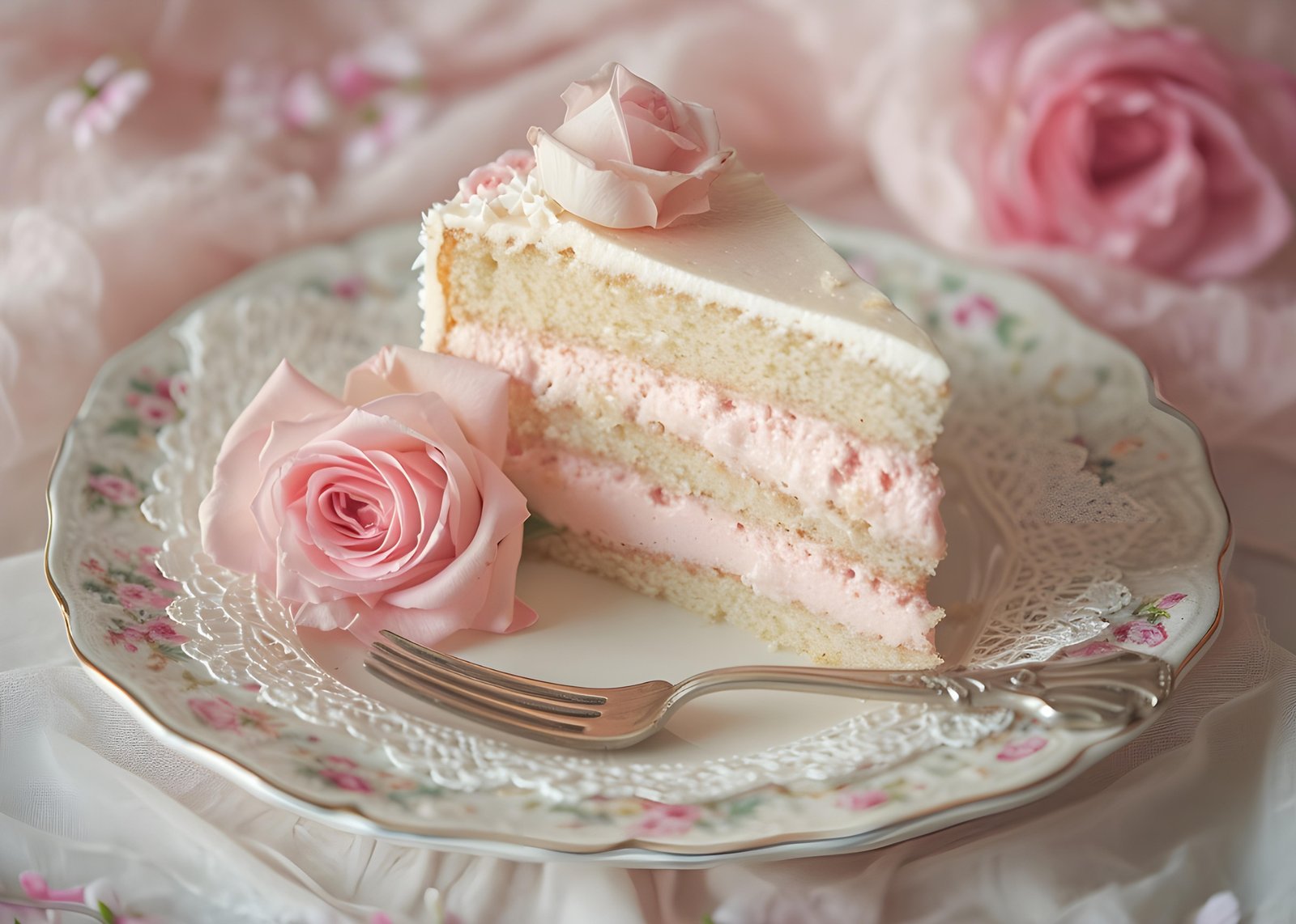 Elegant Pink Rose Layer Cake Wall Art